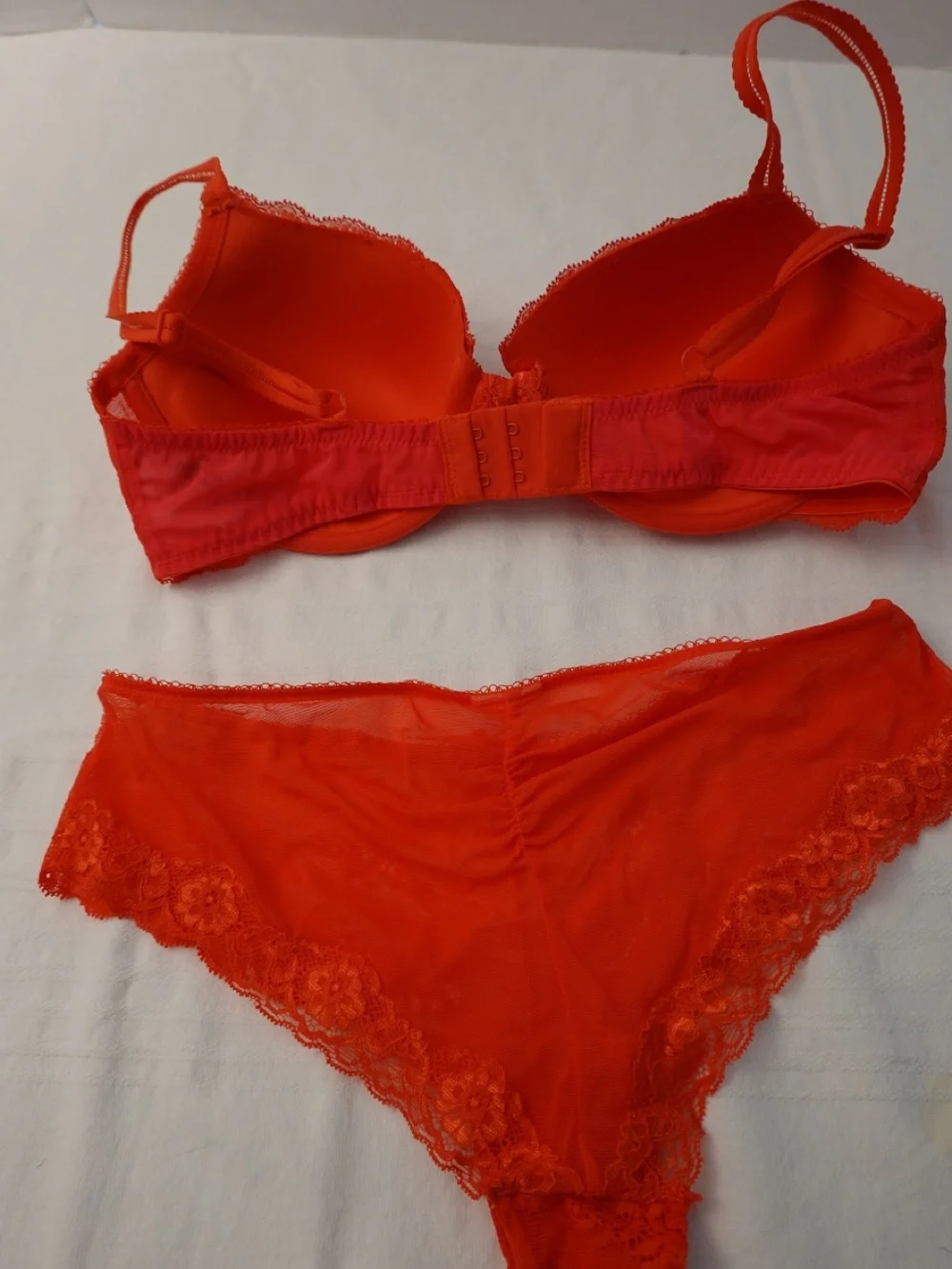 H&M Red Lace Push-Up Bra and Matching Brief Set